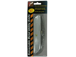 Retractable metal utility knife