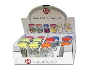 Spice jar set with colored locking lids