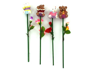 Bear candle on stem, assorted