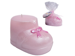 3.5 inch x 2.5 inch pink baby boot candle