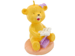 2.5 inch x 3.5 inch reading baby bear candle