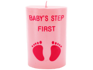 4inch x 2.5inch pink footprint candle