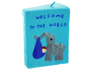 3.5inch x 2.5inch blue elephant with baby