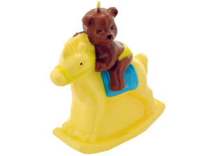 3.5inch x 4inch bear on rocking horse candle