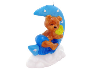 3.5inch x 4inch blue sleeping bear candle