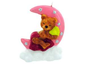 3.5inch x 4inch pink sleeping bear candle