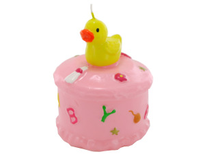 3inch x 3inch pink baby duck box candle