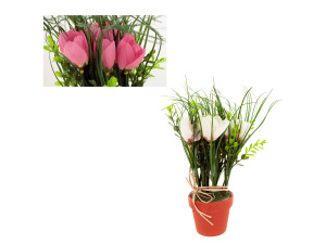 flowers in round pot asst