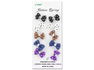Polka dot bow fashion earrings, 5 pair