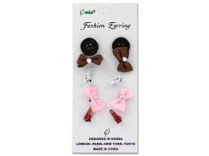 Bow earrings, pack of 5 pair