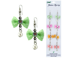 4 pair dangle bow earrings assorted colors