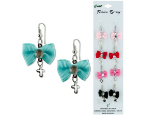 5 pair bow w/gem dangle earrings assorted colors