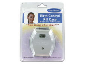 Birth control pill case with alarm notification