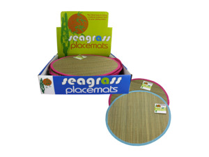 Round seagrass placemat display