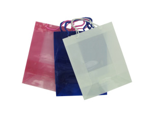 Transparent colored medium size gift bags, assorted