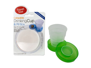 Collapsible drinking cup and pill box