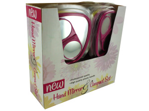 Hand mirror with and compact set