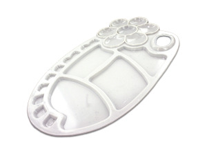 Flower-design painting tray palette, white