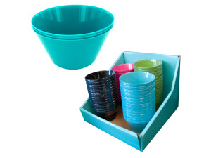 Plastic bowls display