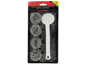 Heavy duty scouring pads with handle