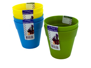 Plastic flower pots, 2 pack, assorted colors
