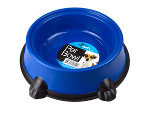 Round pet bowl with paw base
