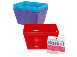 2 pack rectangle plastic tubs assorted colors