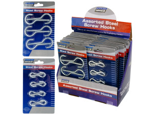 assorted metal screw steel hooks 24 per pdq