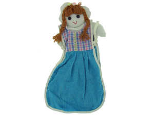 Hanging towel with doll head
