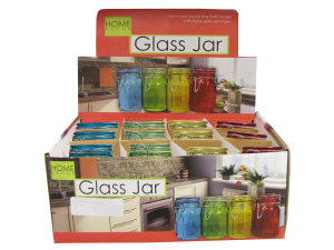 Colored glass jar display
