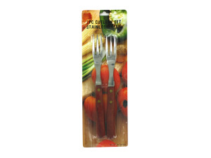 Stainless steel forks with wood handle, pack of 2
