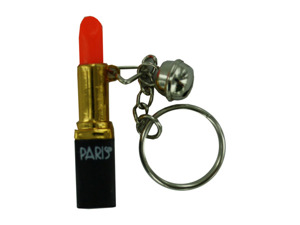 Keychain with lipstick and bell