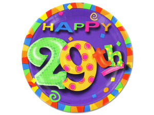 29th birthday party plates, 8pk