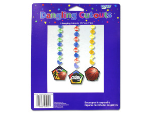 Basketball party dangling cut-outs, pack of 3