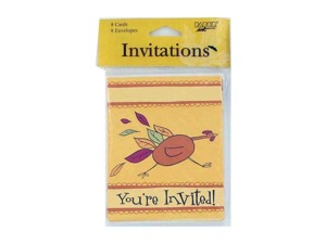 Turkey invitations, Thanksgiving, pack of 8