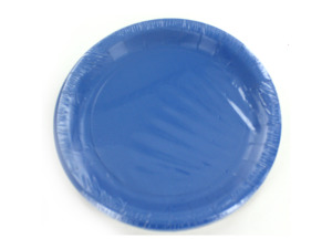 Round blue paper plates, pack of 8