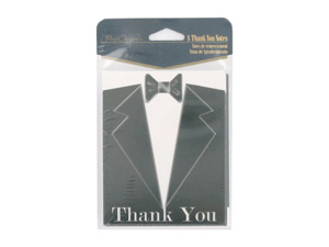 Black tie thank you notes, set of 8
