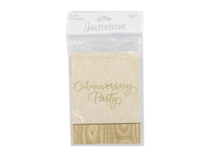 Gold Splendor anniversary party invitations, pack of 8