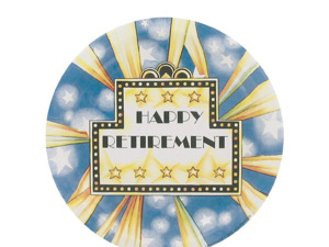 "Happy Retirement" paper plates, pack of 8