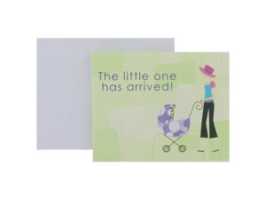Baby announcements with modern mom, set of 8