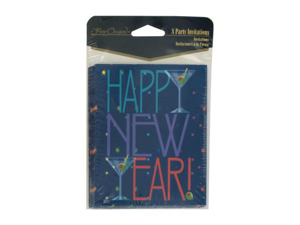 Happy New Year invitations, pack of 8