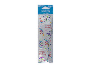 Holographic birthday stickers, one sheet