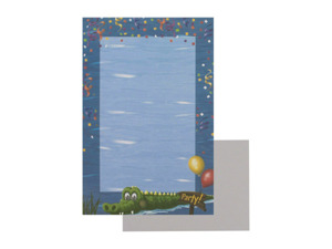 "Swamp Party" imprintable stationery, pack of 8 sheets