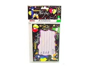 New Year's party invitations, pack of 8