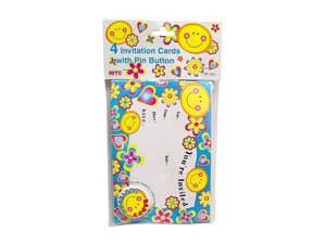 4 invitation cards with face buttons