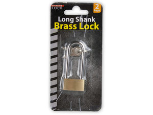 Long shank brass lock with keys