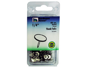 Nickel thumb tacks, pack of 40