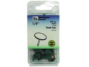 Green flat thumbtacks, pack of 40
