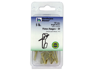 Brass picture hangers, pack of 10, 5 pound