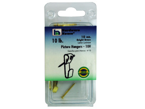 Brass picture hangers, pack of 10